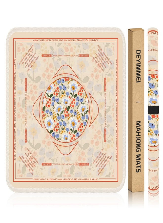 Deyimmei Neoprene Mahjong Mat for Table 31.5"x31.5" - Non-Slip, Noise Reduction Cover with Storage Pockets, American Rules & Crease-Free Rolled Shipping (Pastel Bouquet) - Image 1